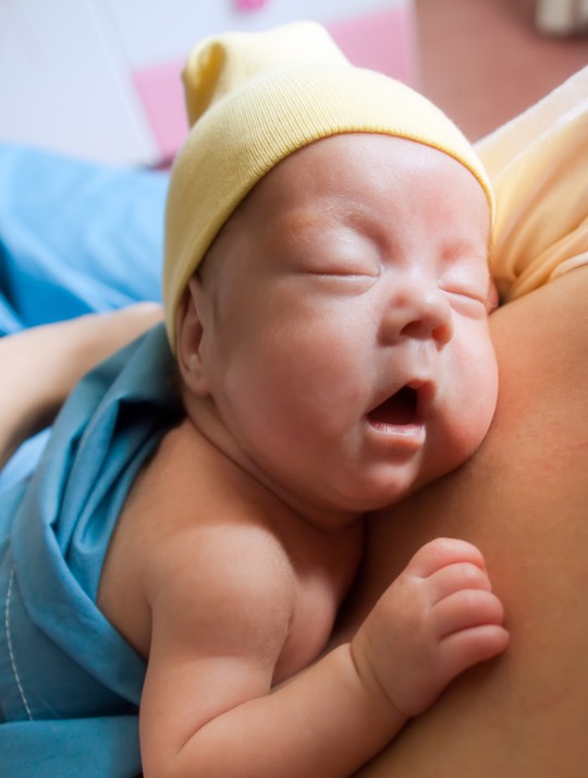 It’s important to ask the nurses and staff whether you and your partner can have “skin-to-skin” time with your baby.